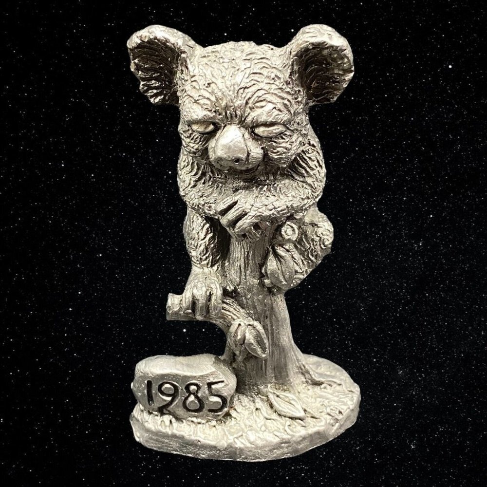 Vintage 1985 Michael Ricker Pewter Koala‎ On Tree Figurine Dated Rock 3.5”T 2”W